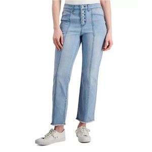 Style & Co Women's Curvy Button-Fly Raw-Hem Cropped Jeans, Open Desert